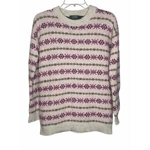 Lauren Ralph Lauren Sweater Womens size small wool blend Fair Isle Nordic alpine